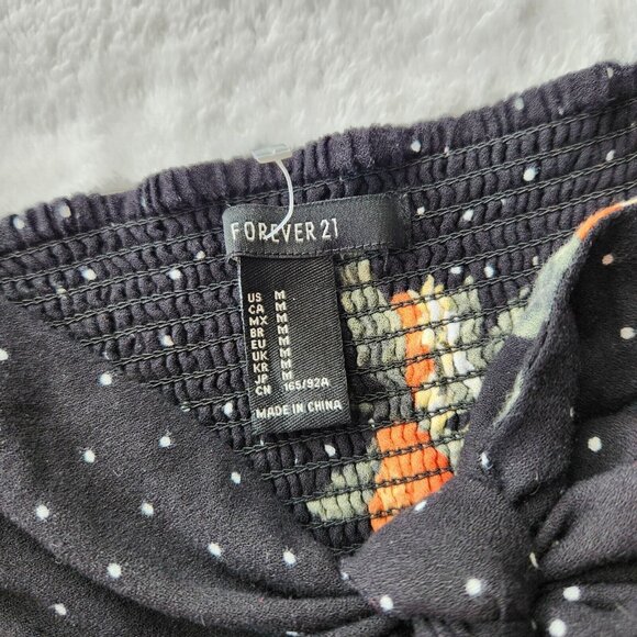 Forever 21 Two Piece Set Orange Fruit Crop Top Wide Leg Pant Black Boho Dot XS M - Picture 8 of 16